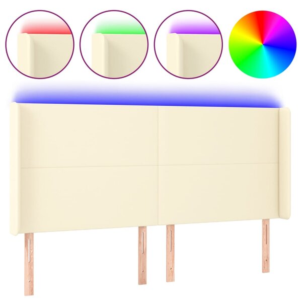 vidaXL Tête de lit à LED Crème 183x16x118/128 cm Similicuir