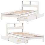 vidaXL Lit bibliothèque sans matelas blanc 100x200 cm bois pin massif