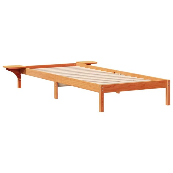 vidaXL Cadre de lit avec tables de chevet Brun cire 80 x 210 cm