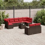 vidaXL Salon de jardin 10 Pièces avec coussins marron résine tressée