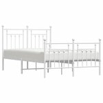 vidaXL Cadre de lit métal avec tête de lit/pied de lit blanc 120x200cm