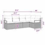 vidaXL Ensemble de canapé de jardin avec coussin 5 Pièces Marron et rouge