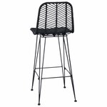 vidaXL Chaise de bar 2 Pièces Noir 44 5 x 53 x 111 cm Rotin et métal