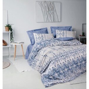 Parure de lit - housse de couette 220 x 240 + 2 taies d'oreiller 60 x 60 coton renforcé - Bleu