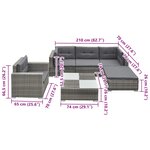 vidaXL Salon de jardin 6 Pièces avec coussins résine tressée gris