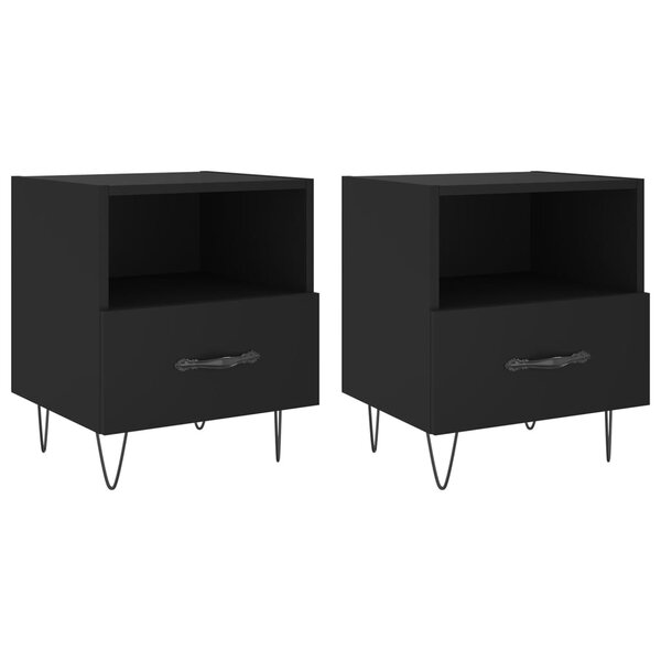 vidaXL Tables de chevet 2 Pièces noir 40x35x47 5 cm bois d’ingénierie