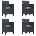 vidaXL Chaise de jardin 4 Pièces Anthracite 53 x 49 x 85 cm PP