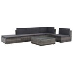 vidaXL Salon de jardin 6 Pièces avec coussins résine tressée gris