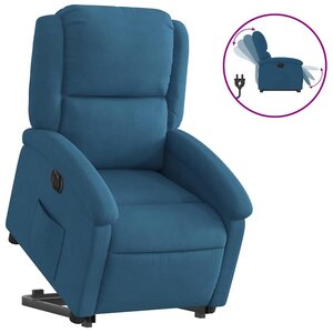 vidaXL Fauteuil inclinable électrique bleu velours