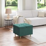 vidaXL Pouf de rangement avec coussin Vert foncé 60 x 60 x 45 cm tissu