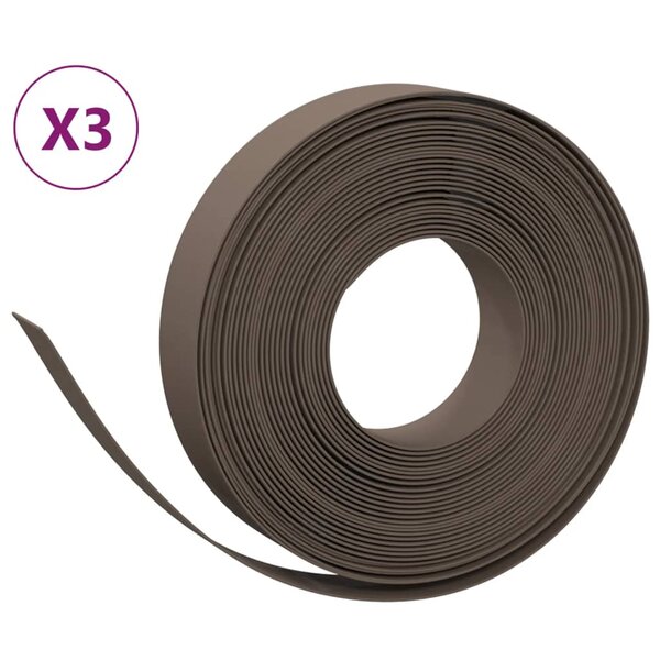 vidaXL Bordures de jardin 3 Pièces marron 10 m 10 cm polyéthylène