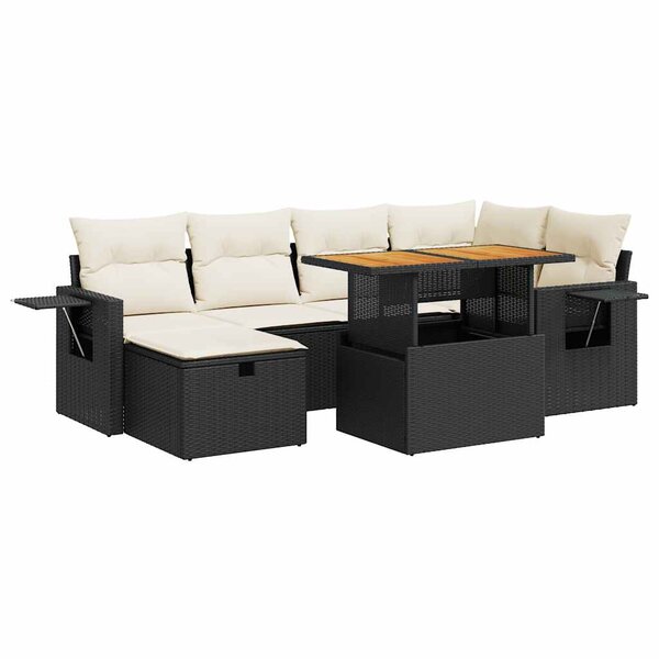 vidaXL Salon de jardin avec coussins 8 Pièces noir résine tressée acacia