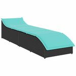 vidaXL Chaise longue pliante coussin et rangement noir résine tressée