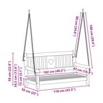 vidaXL Banc balançoire de jardin Naturel 110 x 56 x 58 cm