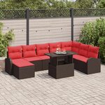 vidaXL Ensemble de canapé de jardin 9 Pièces Marron Poly rotin