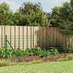 vidaXL Clôture en treillis métallique et piquet d'ancrage vert 1x25 m