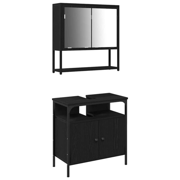 vidaXL Ensemble de mobilier de salle de bain avec stockage 2 Pièces Noir