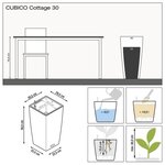 LECHUZA Jardinière CUBICO Cottage 30 ALL-IN-ONE Granite