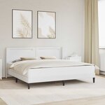 vidaXL Cadre de lit avec matelas Blanc 200 x 200 cm Simili cuir