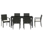 vidaXL Ensemble de salle à manger pour jardin 7 Pièces Noir Poly rotin