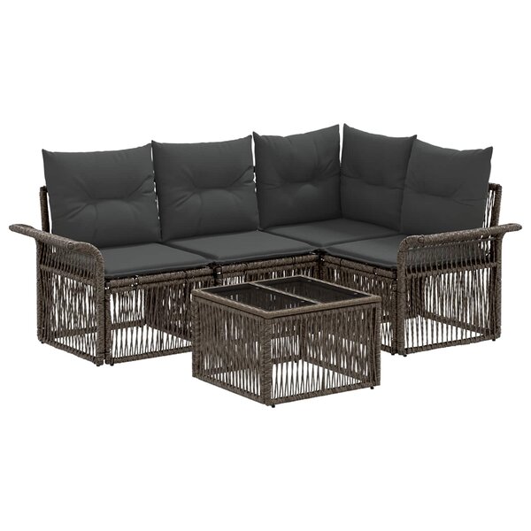 vidaXL Ensemble de canapé de jardin 5 Pièces Gris polyrotin