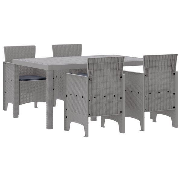vidaXL Ensemble de 5 pièces de Salle à Manger de Jardin avec Coussin Gris Clair Rattan Poly