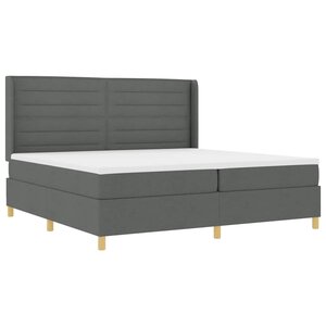 vidaXL Lit à ressorts avec matelas gris foncé 200x200 cm  tissu