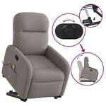 vidaXL Fauteuil inclinable de massage Taupe Tissu