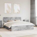vidaXL Cadre de lit avec tête de lit Béton 180 x 200 cm Pin massif