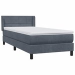 vidaXL Sommier à lattes de lit et matelas gris foncé 90x220 cm velours