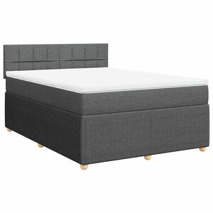 vidaXL Sommier à lattes de lit avec matelas Gris foncé 140x190cm Tissu