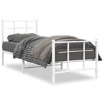 vidaXL Cadre de lit métal avec tête de lit/pied de lit blanc 75x190 cm