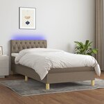 vidaXL Sommier à lattes de lit avec matelas LED Taupe 90x200 cm Tissu