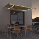 vidaXL Auvent manuel rétractable avec LED 450x300 cm Jaune et blanc