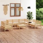 vidaXL Salon de jardin 8 Pièces Bois de pin massif