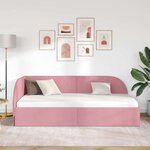 vidaXL Cadre de lit d'angle avec tête de lit Rose 100 x 200 cm Velours