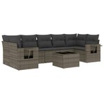 vidaXL Salon de jardin 8 Pièces avec coussins gris résine tressée
