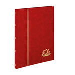 Classeur Lindner Lotus pour timbres 16 pages noires. Couleur - Rouge