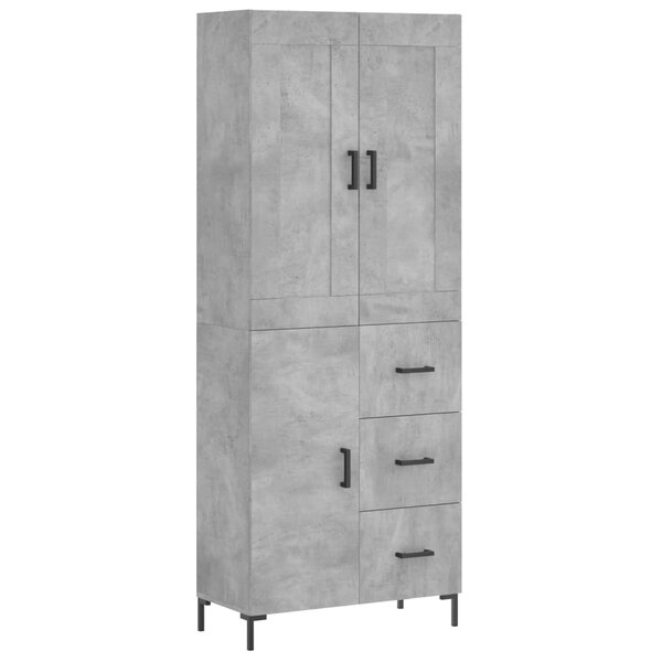 vidaXL Buffet haut Gris béton 69 5x34x180 cm Bois d'ingénierie