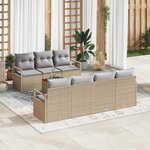 vidaXL Ensemble de canapé de jardin 8 Pièces Beige Poly rotin