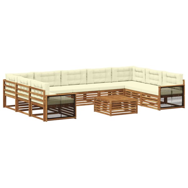 vidaXL Ensemble de canapés d'extérieur 10 pc Naturel et Crème