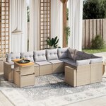 vidaXL Salon de jardin avec coussins 10 Pièces beige résine tressée