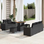 vidaXL Ensemble de canapé de jardin 8 Pièces Noir Poly Rattan
