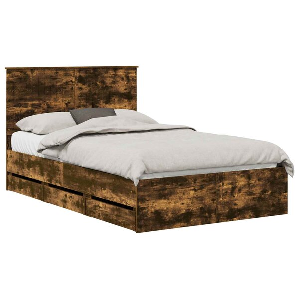 vidaXL Cadre de lit Chêne fumé 120 x 200 cm Bois Ingénierie