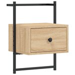 vidaXL Table de chevet murale chêne sonoma 35x30x51 cm