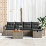 vidaXL Ensemble de canapé de jardin avec coussin 6 Pièces Gris Poly rotin