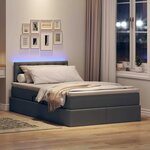 vidaXL Lit de rangement LED avec matelas Gris foncé 120 x 200 cm Tissu