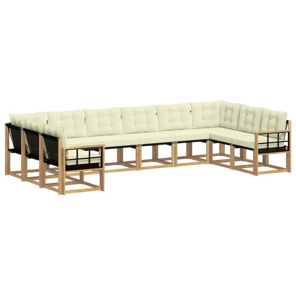 vidaXL Ensemble de canapés d'extérieur 10 pc Blanc et crème