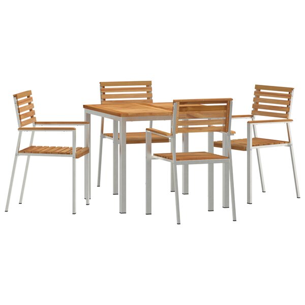 Ensemble de salle à manger de jardin vidaXL 5 pièces en teck massif