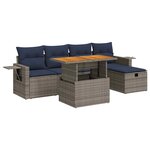 vidaXL Salon de jardin avec coussins 6 Pièces gris résine tressée acacia